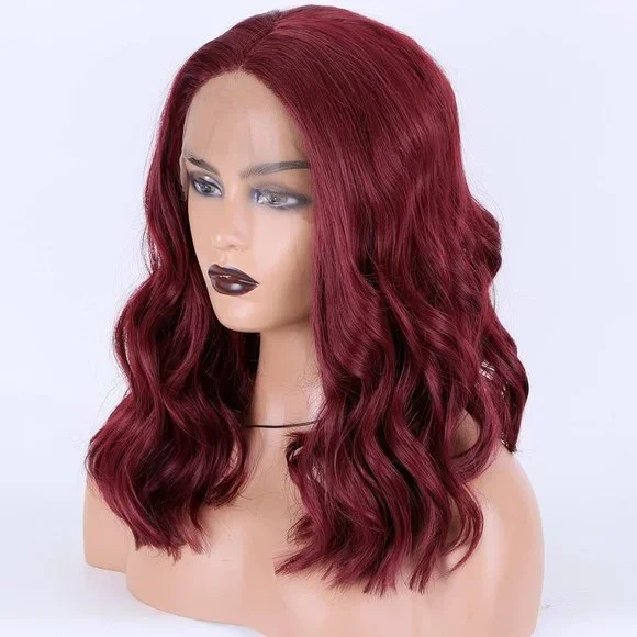 Burgundy Red Short Bob Wigs-13×4 Lace Front Wig